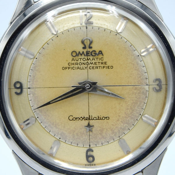 1958 Omega Constellation Chronometer Early Model 2852 with Crosshair Patina Dial in stainless steel