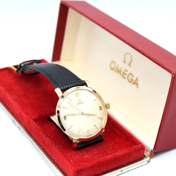 1959 Omega Dress Watch in Solid 9ct Gold English Case Model 14142 all original + Box