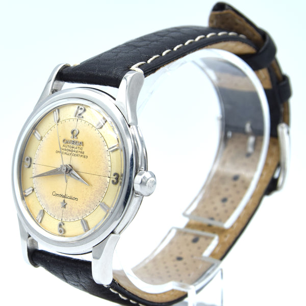 1958 Omega Constellation Chronometer Early Model 2852 with Crosshair Patina Dial in stainless steel