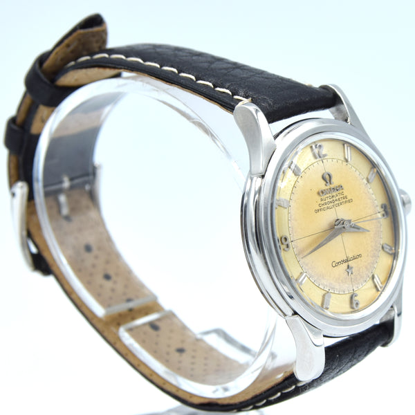 1958 Omega Constellation Chronometer Early Model 2852 with Crosshair Patina Dial in stainless steel