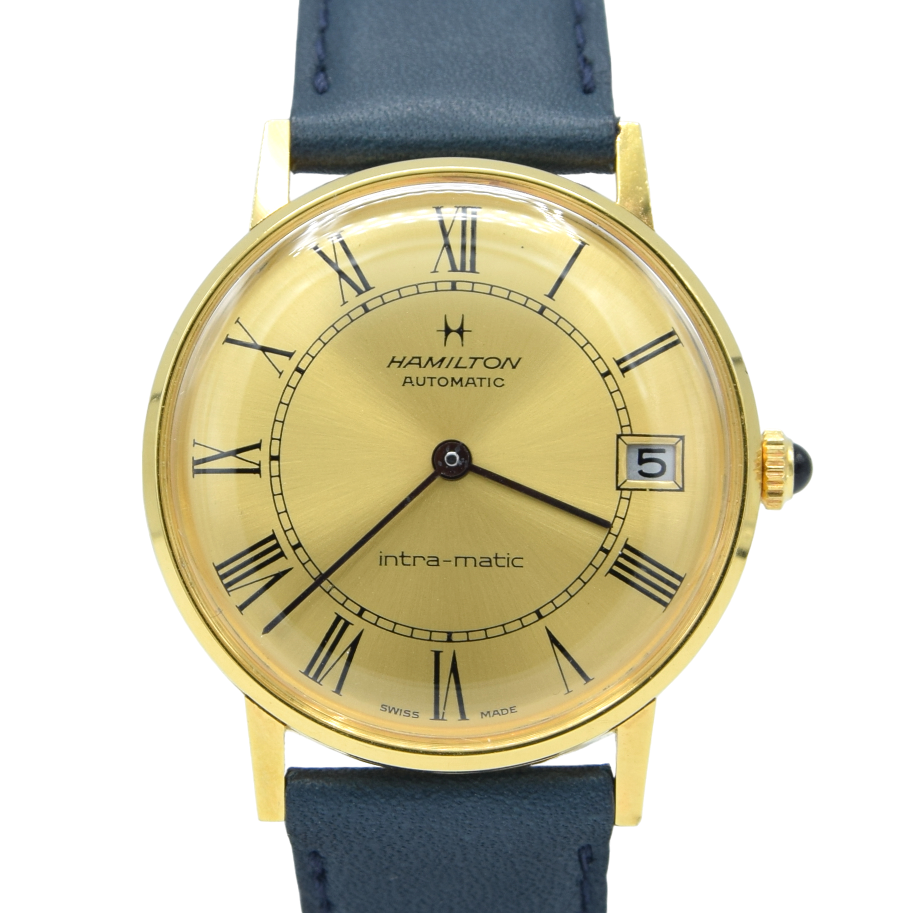 1969 Hamilton Automatic "Intra-Matic Micro-Rotor date swiss Wristwatch with Roman numeral dial Dial