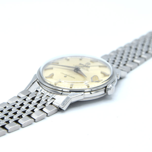 1966 Omega Constellation Automatic Date with Dog Leg Lugs Model 168.005 in Original Unpolished Condition on Beads of Rice Bracelet