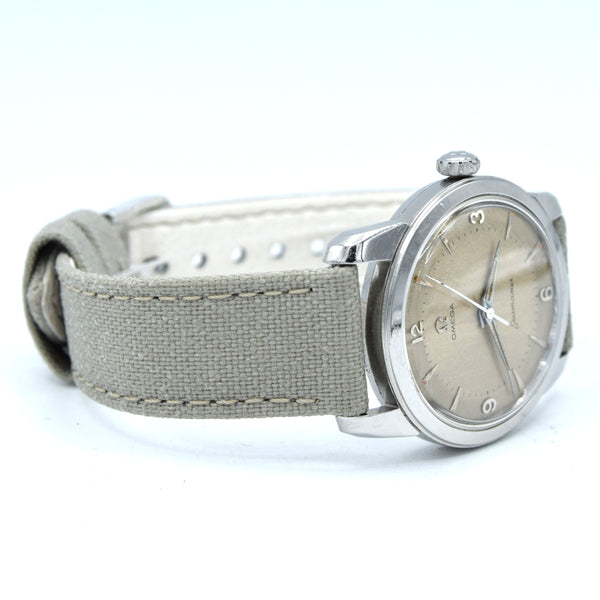 1956 Omega Seamaster Manual Wind 2154 with Mixed Arabic Figures in Stainless Steel Denisteel England