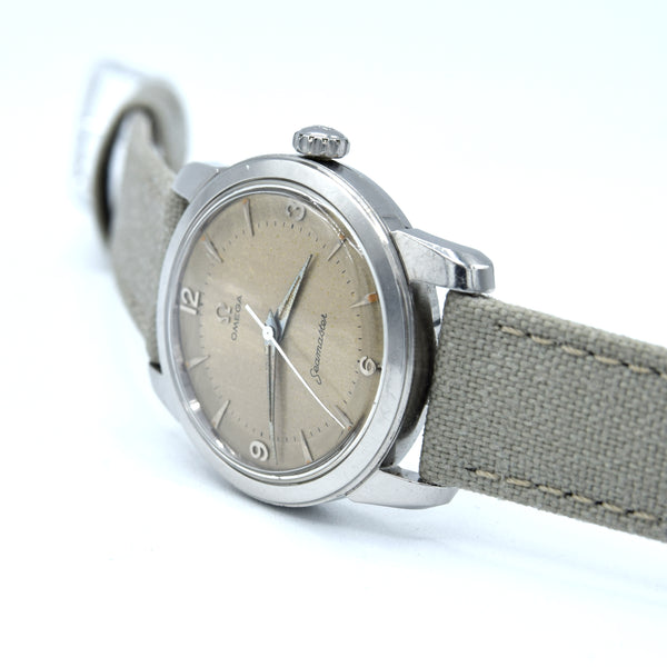 1956 Omega Seamaster Manual Wind 2154 with Mixed Arabic Figures in Stainless Steel Denisteel England