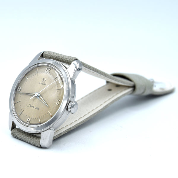 1956 Omega Seamaster Manual Wind 2154 with Mixed Arabic Figures in Stainless Steel Denisteel England
