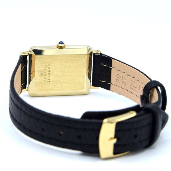 1980s Concord for Tiffany & Co tank watch in Solid 14ct Gold - Roman numeral dial