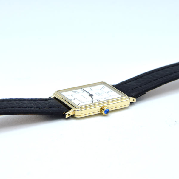 1980s Concord for Tiffany & Co tank watch in Solid 14ct Gold - Roman numeral dial