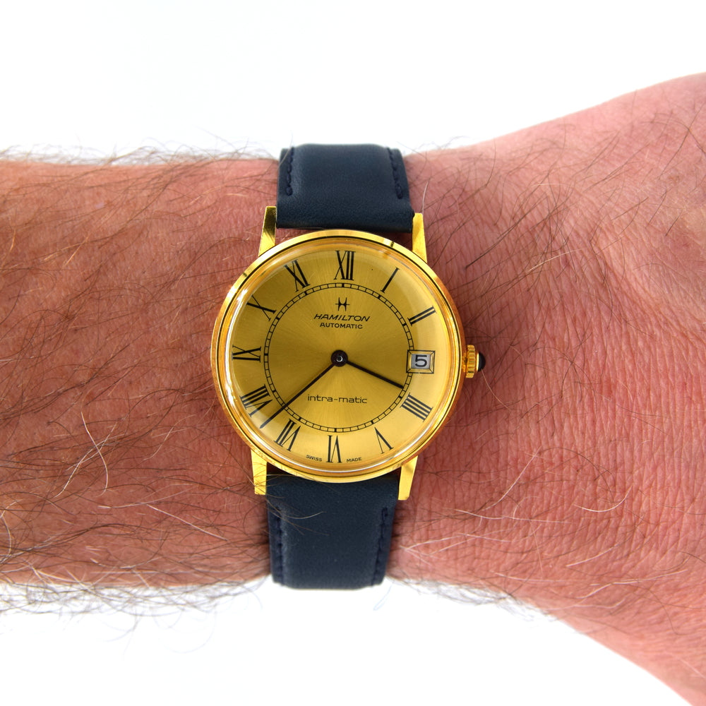 1969 Hamilton Automatic "Intra-Matic Micro-Rotor date swiss Wristwatch with Roman numeral dial Dial
