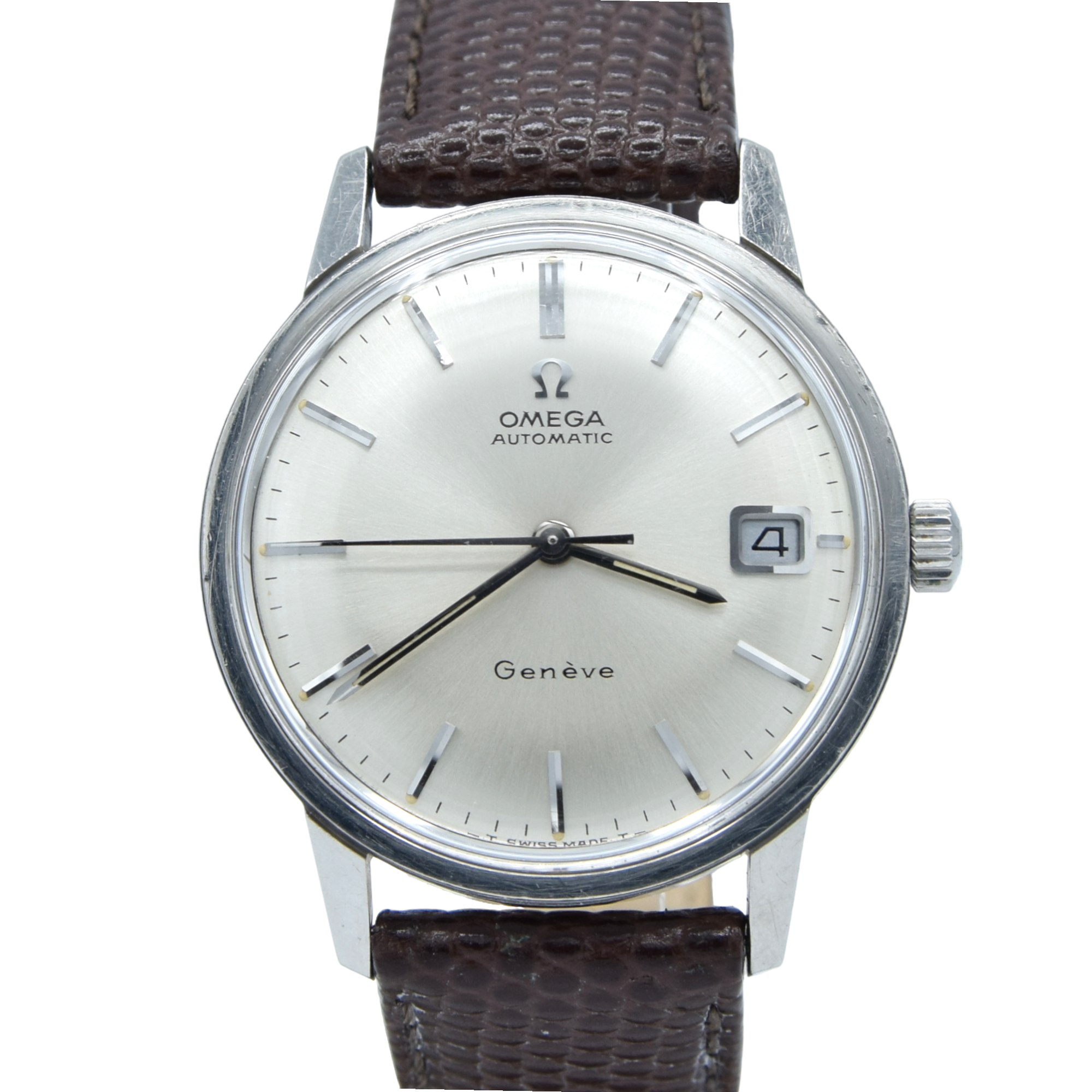 1968 Omega Seamaster Genève Automatic Date Model 166.002 with Mint Condition Satin Silver Dial in Stainless Steel Case