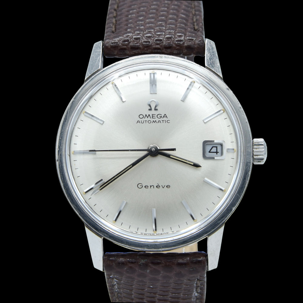1968 Omega Seamaster Genève Automatic Date Model 166.002 with Mint Condition Satin Silver Dial in Stainless Steel Case