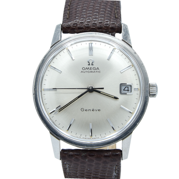 1968 Omega Seamaster Genève Automatic Date Model 166.002 with Mint Condition Satin Silver Dial in Stainless Steel Case