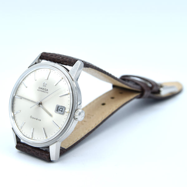 1968 Omega Seamaster Genève Automatic Date Model 166.002 with Mint Condition Satin Silver Dial in Stainless Steel Case