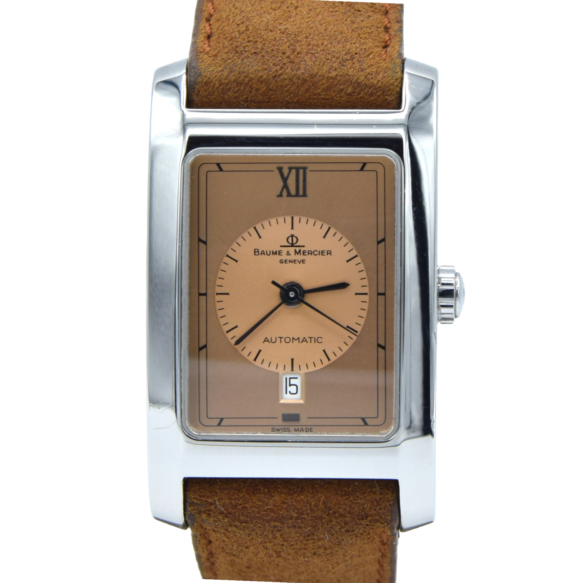 1990s Baume & Mercier Hampton MV045120 Automatic Wristwatch with Two-Tone Copper/Salmon Dial