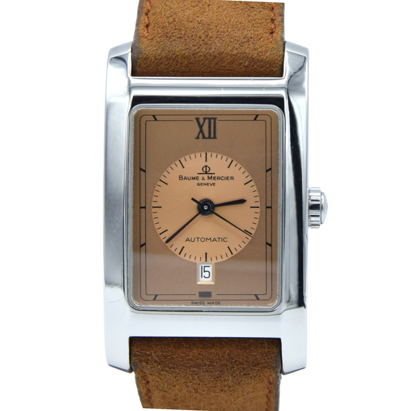 1990s Baume & Mercier Hampton MV045120 Automatic Wristwatch with Two-Tone Copper/Salmon Dial