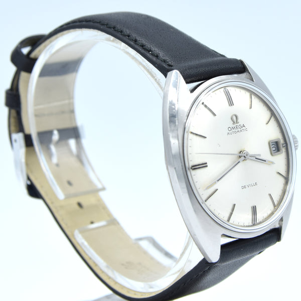 1968 Elegant Omega De Ville Automatic Date Model 166.029 in Stainless Steel with Box & Papers