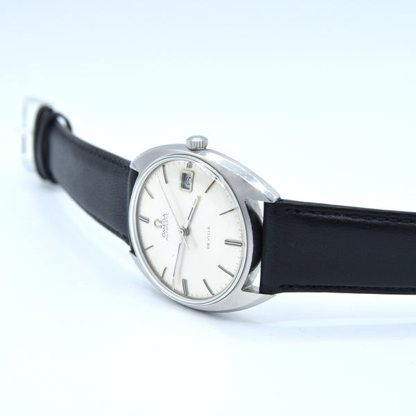 1968 Elegant Omega De Ville Automatic Date Model 166.029 in Stainless Steel with Box & Papers
