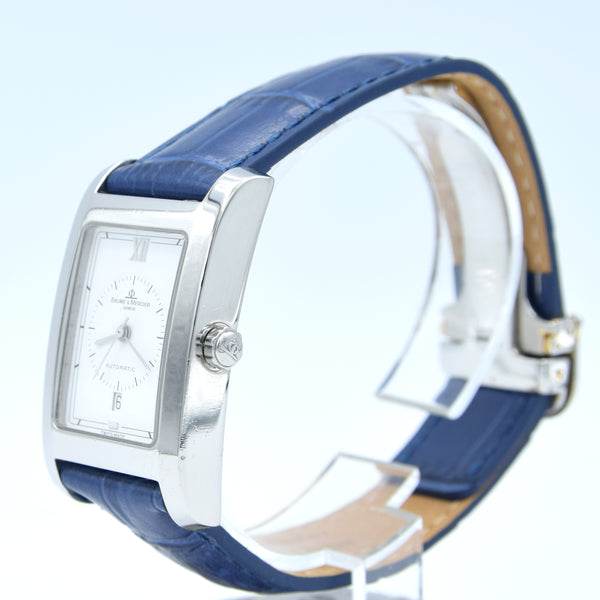 1990s Baume & Mercier Hampton MV045120 Automatic Date Wristwatch with White Dial on Deployment