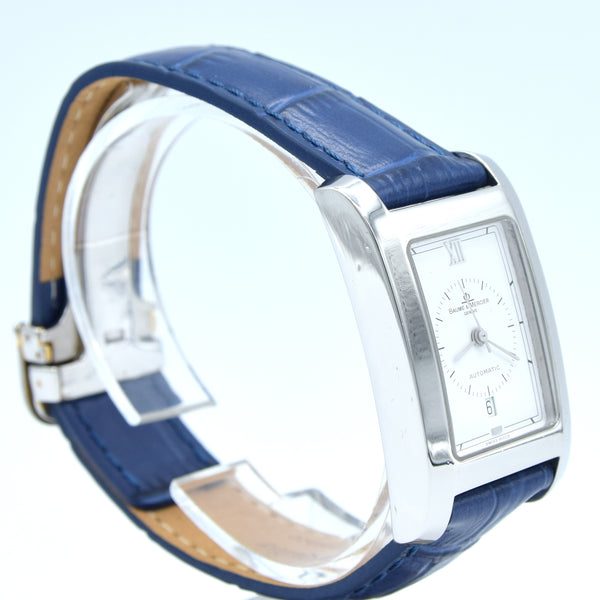 1990s Baume & Mercier Hampton MV045120 Automatic Date Wristwatch with White Dial on Deployment
