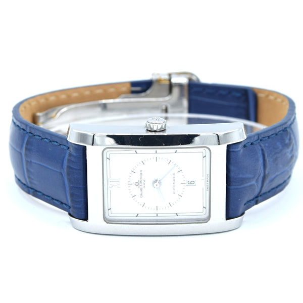 1990s Baume & Mercier Hampton MV045120 Automatic Date Wristwatch with White Dial on Deployment