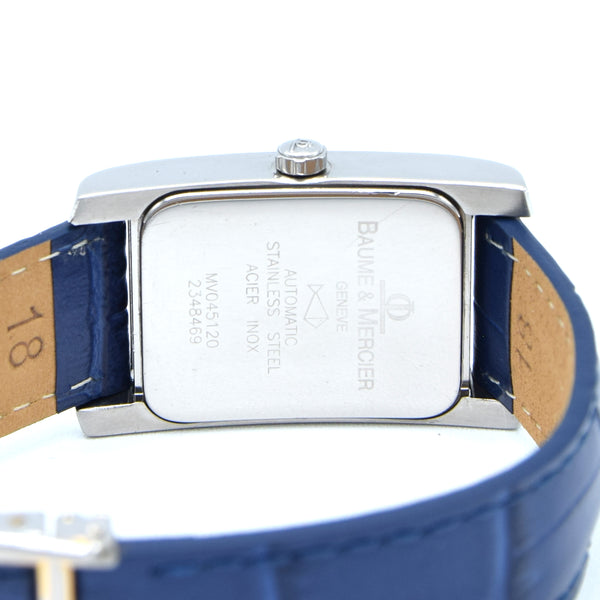 1990s Baume & Mercier Hampton MV045120 Automatic Date Wristwatch with White Dial on Deployment