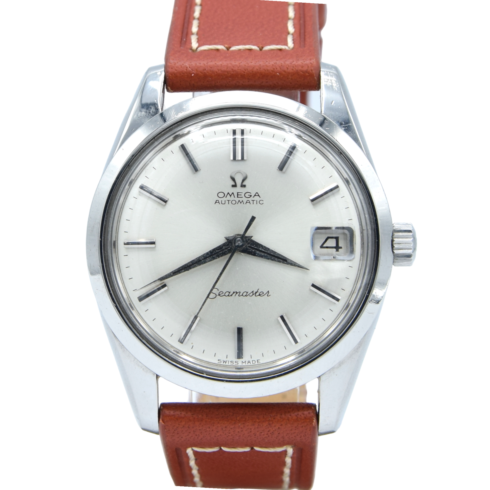 1964 Omega Seamaster Automatic Date Model 166.010 with Satin Silver Dial in Stainless Steel