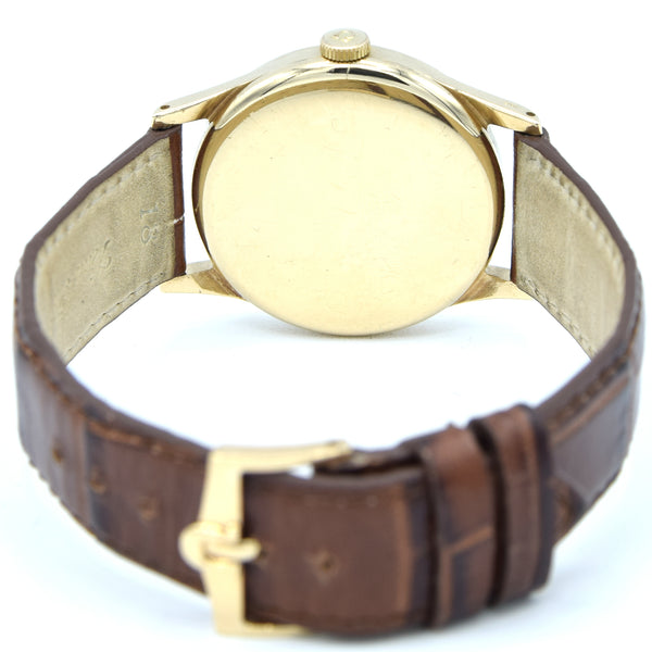 1952 Omega Manual Wind Dress Watch Model 13322 in 9ct Gold with Mixed Arrow and Arabic Numerals Sub Seconds with Box, Books and Original Gold Buckle