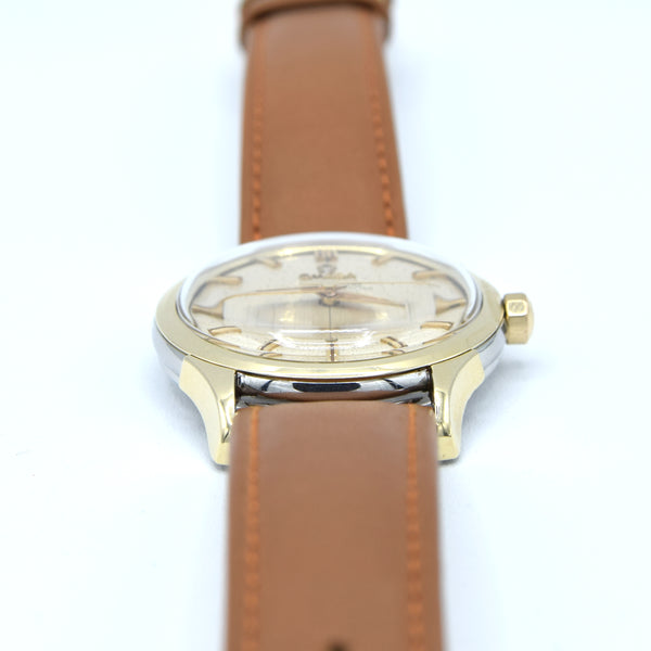 1956 Omega Constellation Chronometer Early Model 2852 with Crosshair Patina Dial in Gold Capped Case