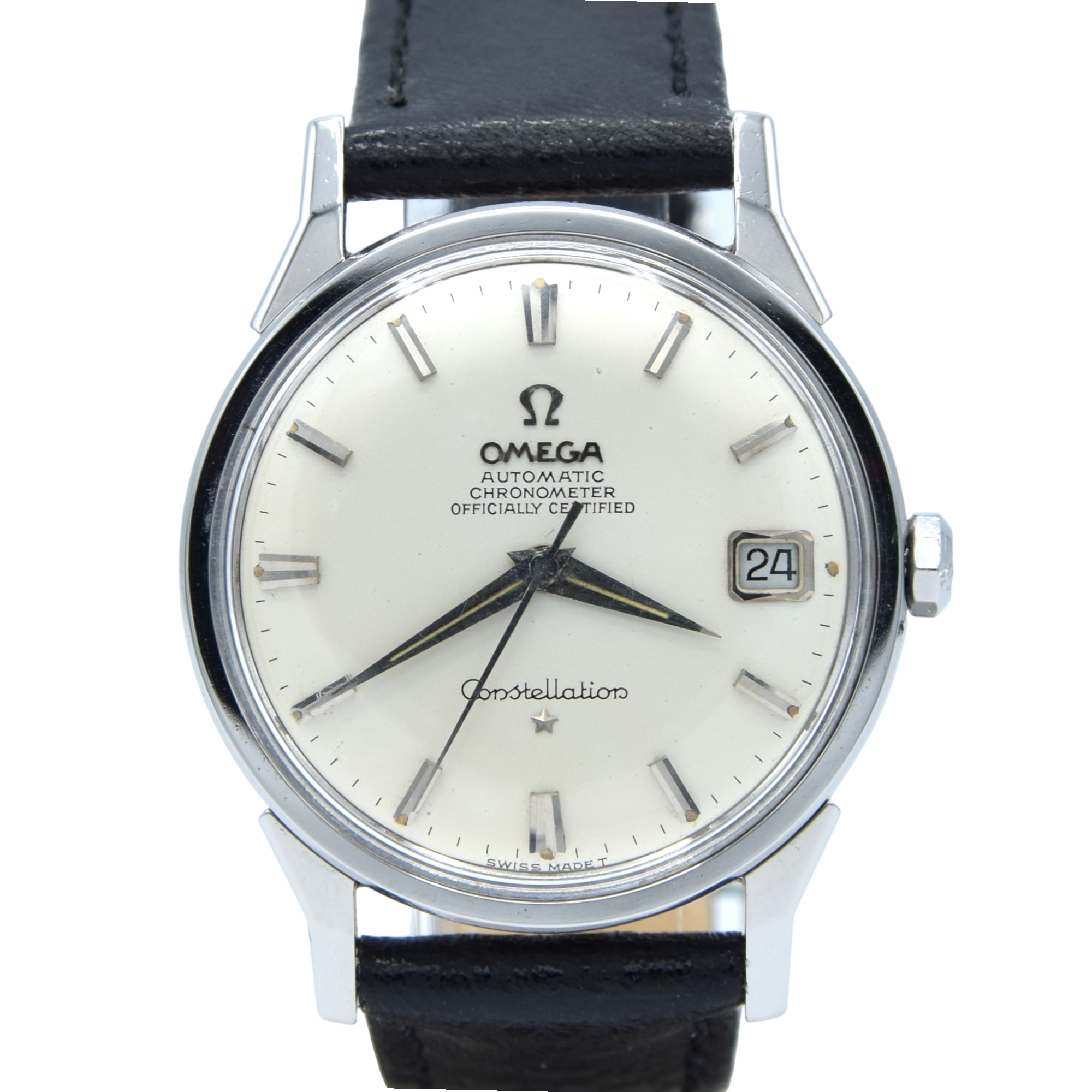 1966 Omega Sharp Constellation Date Automatic Chronometer with Dog Leg Lugs Model 168.005 in Stainless Steel