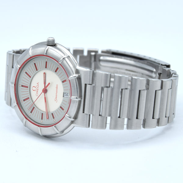 1986 Rare Omega Seamaster Dynamic II 'Spider' Quartz Date with Two Tone Silver Dial Model 196.0301 in Stainless Steel on Bracelet