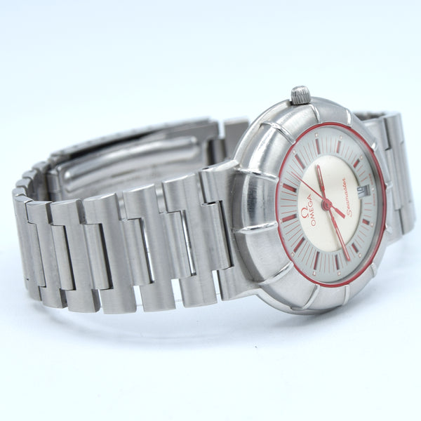 1986 Rare Omega Seamaster Dynamic II 'Spider' Quartz Date with Two Tone Silver Dial Model 196.0301 in Stainless Steel on Bracelet
