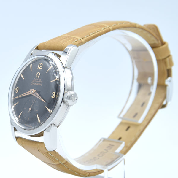 1956 Omega Seamaster Automatic Wristwatch Model 2846/2848 with Original Gilt Black Dial
