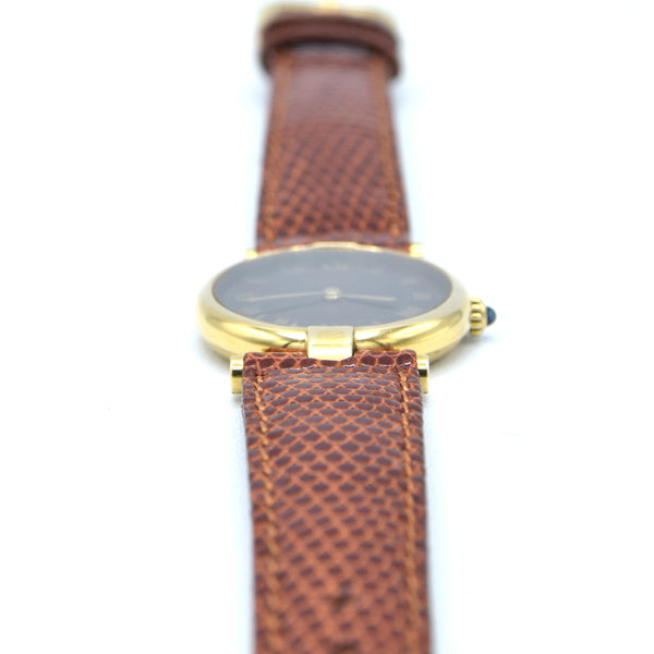 1990s Ladies Cartier 'Must de' Ronde Vendôme with Rare Spider Web Roman Dial in Vermeil 925 Silver Gilt Case