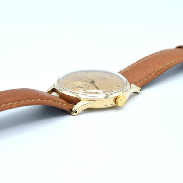 1949 Omega Classic Manual Wind Dress Watch with Arabic Numerals Model 13322 in Solid 9ct Gold Case