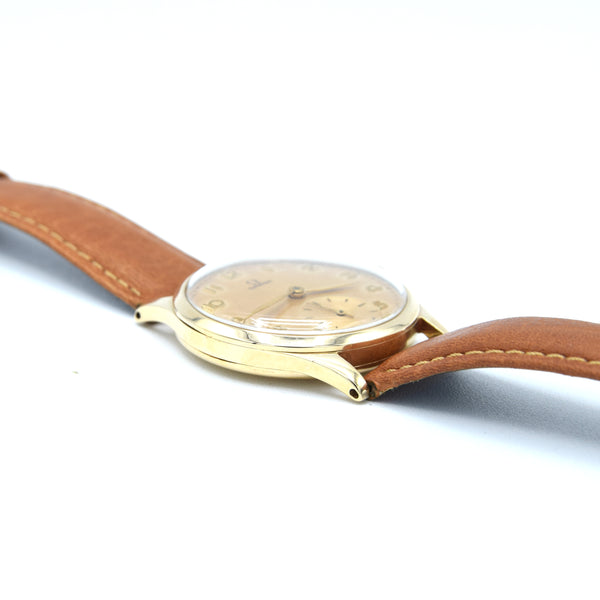 1949 Omega Classic Manual Wind Dress Watch with Arabic Numerals Model 13322 in Solid 9ct Gold Case