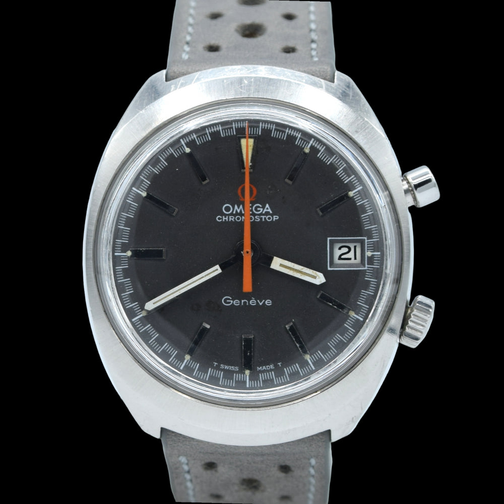 1969 Omega Chronostop Genéve Date Model 146.009 with Grey Sloped Dial in Stainless Steel