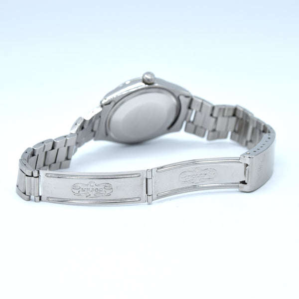 1972 Rolex Oyster Perpetual Air King Precision Model 5500 Grey bark / linen Dial in Stainless Steel on oyster bracelet.