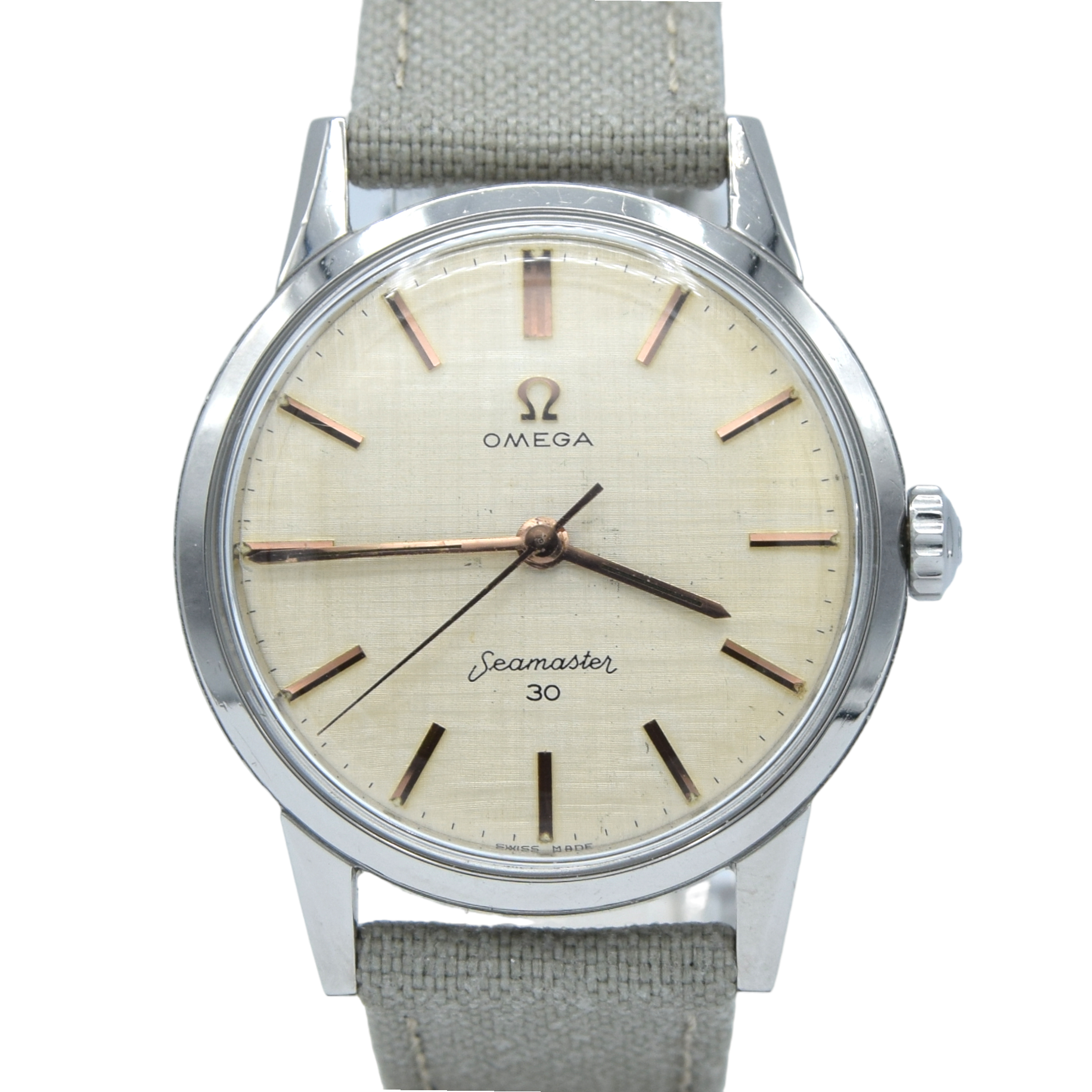 1963 Stunning Omega Seamaster 30 Model 135.003 Manual Wind with Rare Original Linen Dial - all original