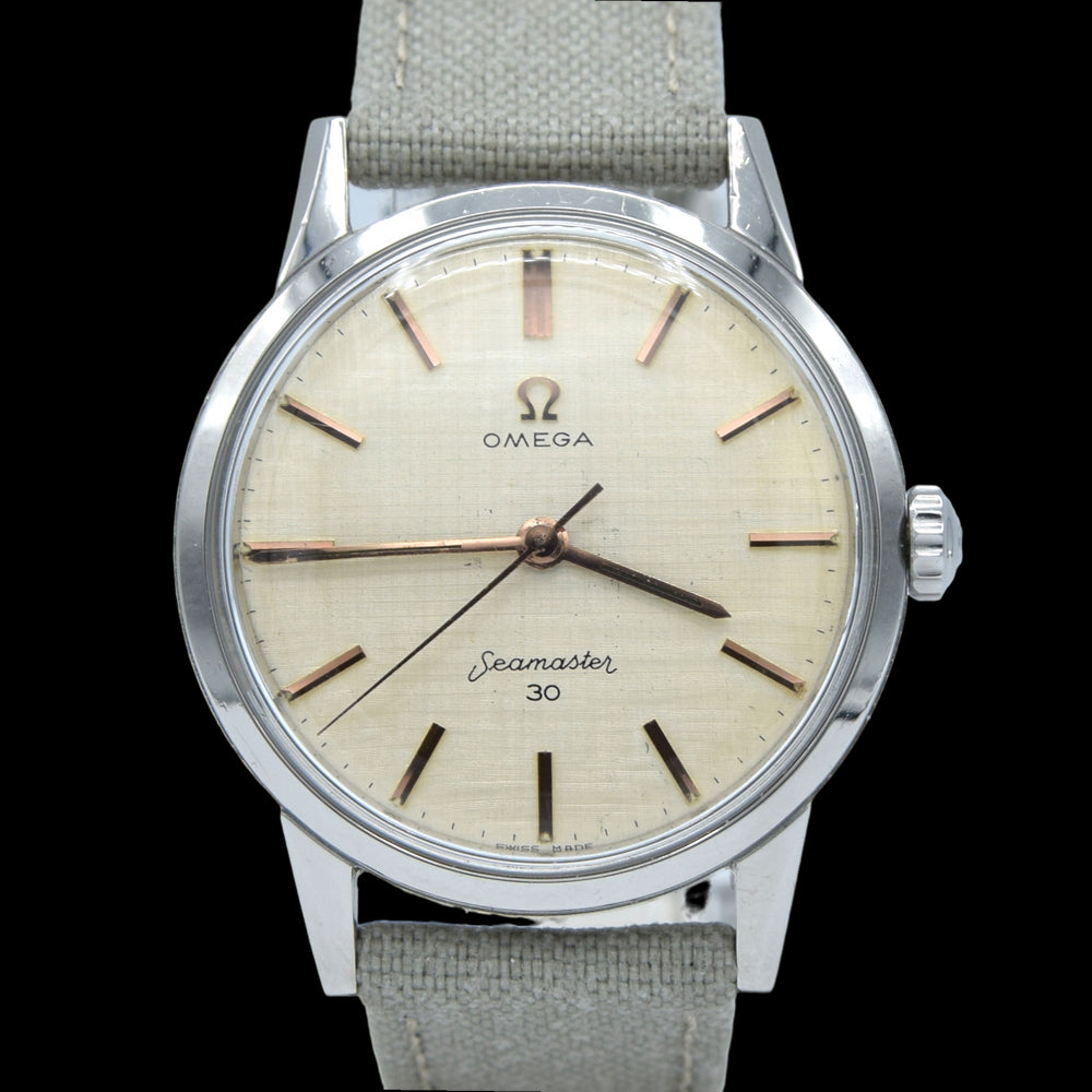 (Reserved)1963 Stunning Omega Seamaster 30 Model 135.003 Manual Wind with Rare Original Linen Dial - all original