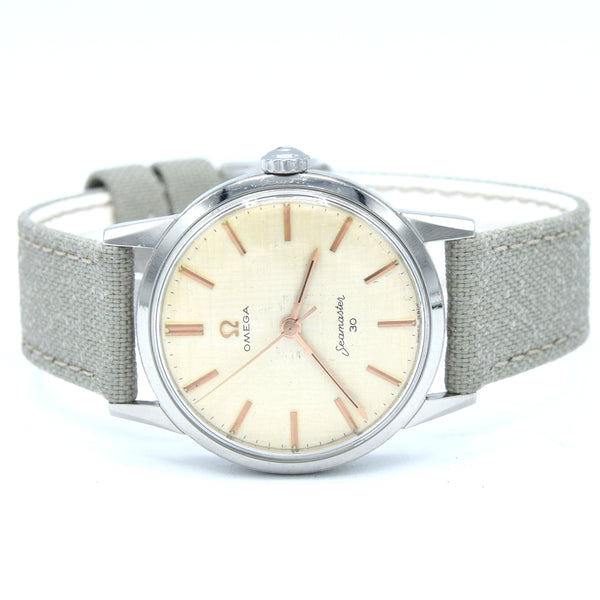 (Reserved)1963 Stunning Omega Seamaster 30 Model 135.003 Manual Wind with Rare Original Linen Dial - all original
