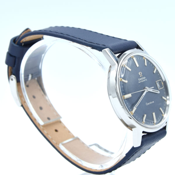 1969 Omega Geneve Automatic Date Model 166.070 with Stunning Rare Electric Blue Dial caliber 565