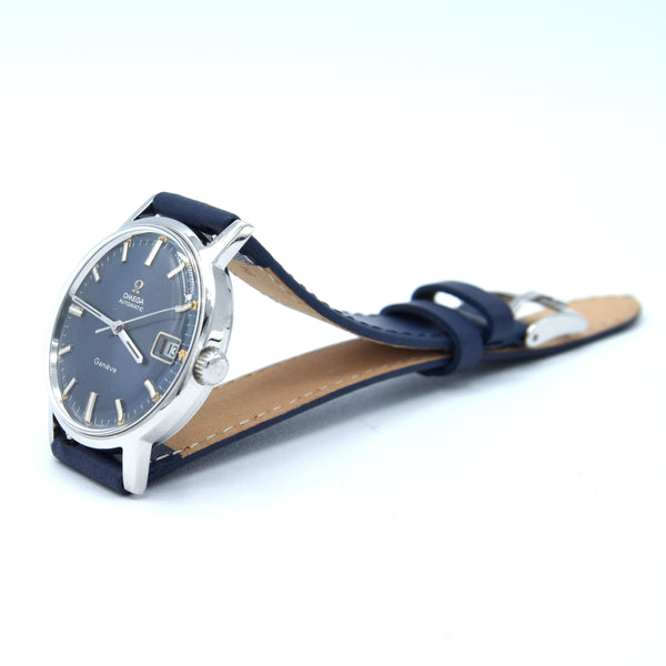 1969 Omega Geneve Automatic Date Model 166.070 with Stunning Rare Electric Blue Dial caliber 565