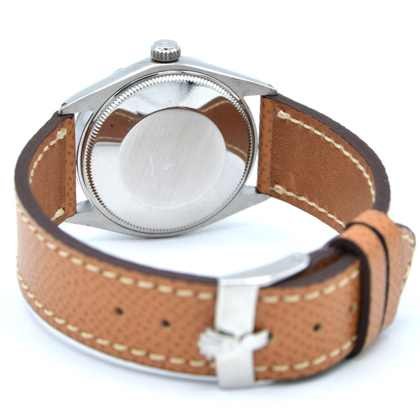 1969 Rolex Oyster Perpetual Air King Precision Model 5500 with satin silvered Dial in Stainless Steel on leather