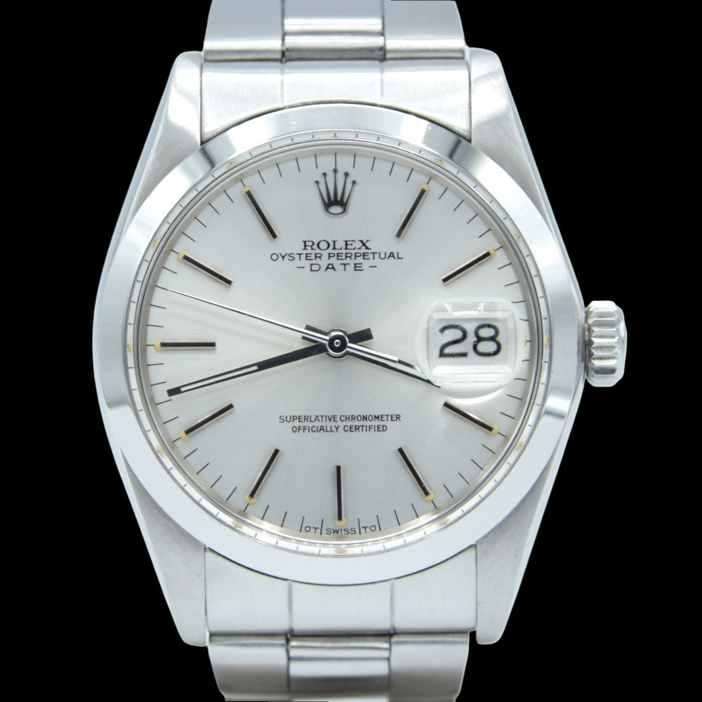 1974 Rolex Oyster Perpetual Date Model 1500 with Satin Silver "Sigma Dial" in Stainless Steel on Oyster Bracelet
