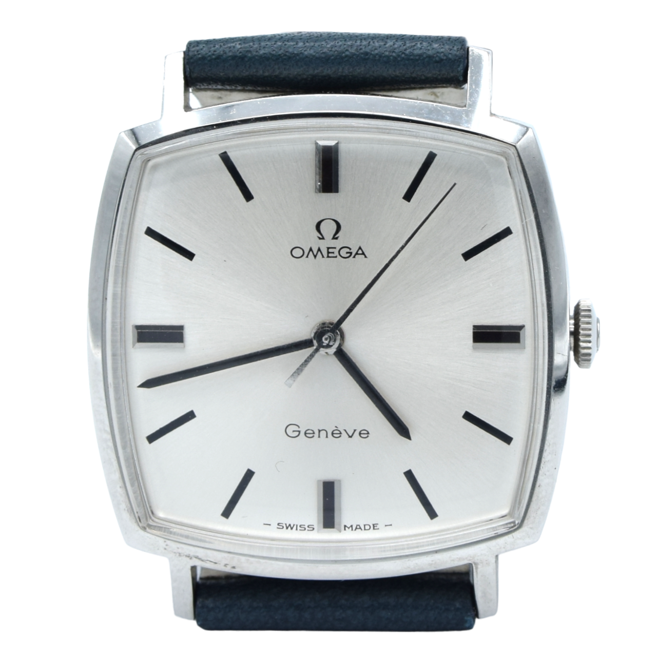 1970 Omega square sophisticated Geneve Model 131.022 Manual Wind with satin silver Dial
