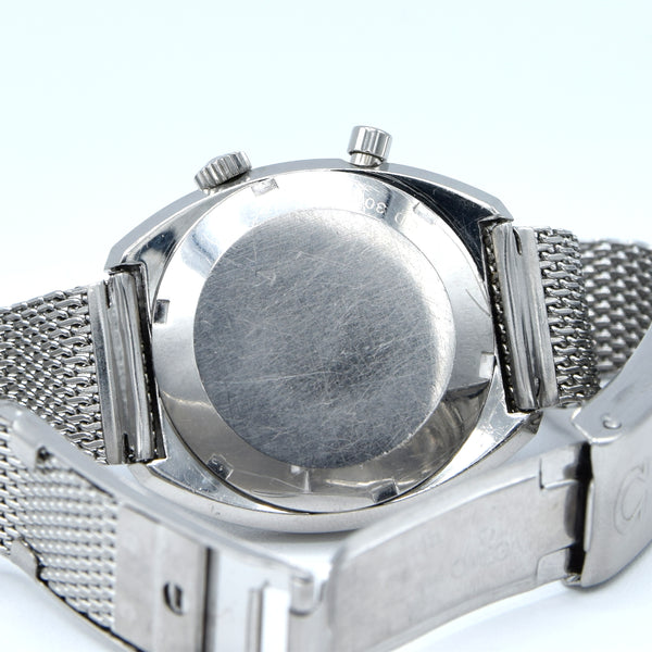 (RESERVED)1967 Omega Chronostop Genéve Mk1 Model 145.009 with Grey Sloped Dial in Stainless Steel on mesh