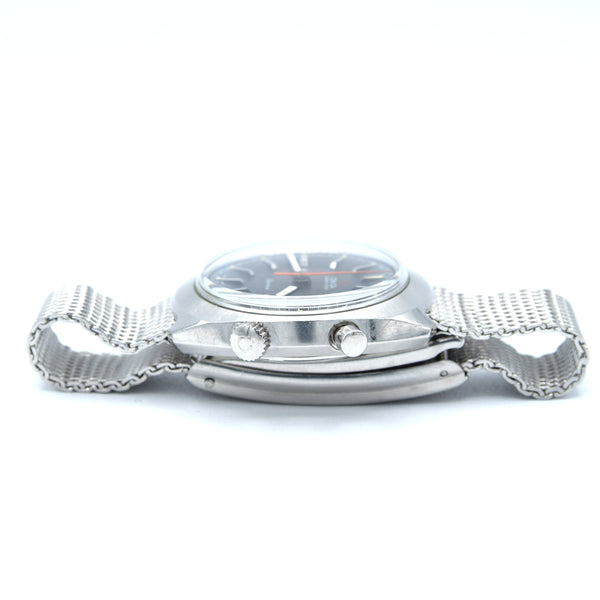 (RESERVED)1967 Omega Chronostop Genéve Mk1 Model 145.009 with Grey Sloped Dial in Stainless Steel on mesh