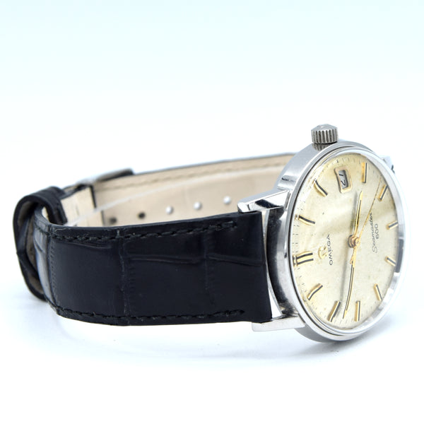 1964 Omega Seamaster 600 with onyx batons and Hammered Patina Dial in Stainless Steel Model 136.011