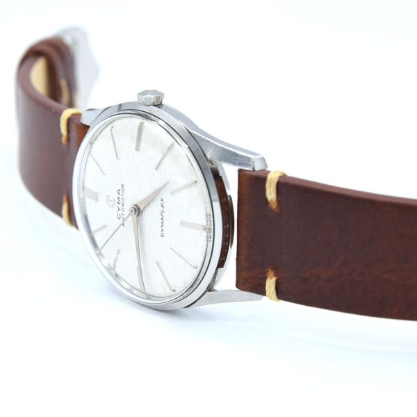 1960s larger Cyma autorotor Cymaflex Wristwatch with fabulous linen effect dial