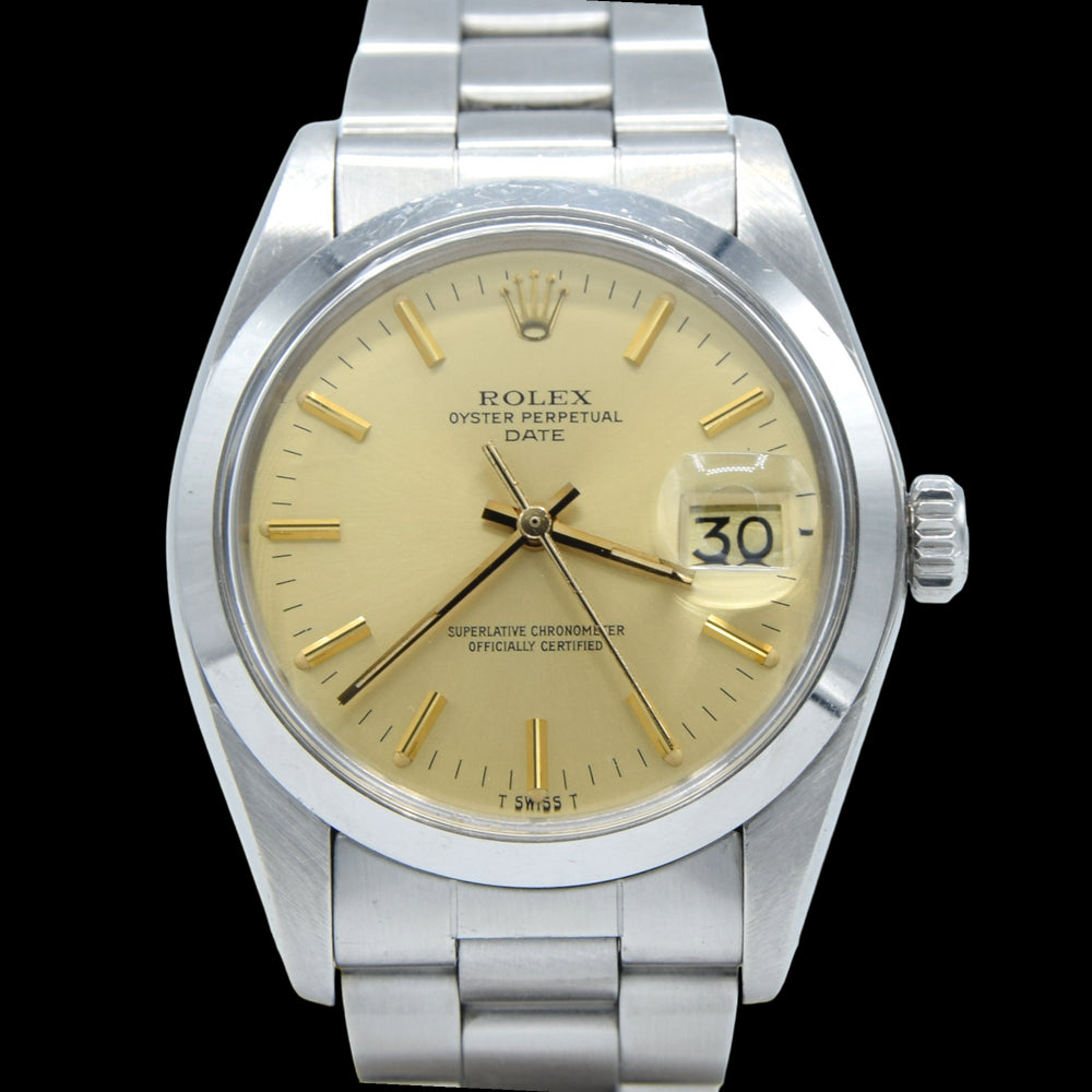 1978 Rolex Oyster Perpetual Date Model 1500 with mint Champagne dial in Stainless Steel on oyster Bracelet