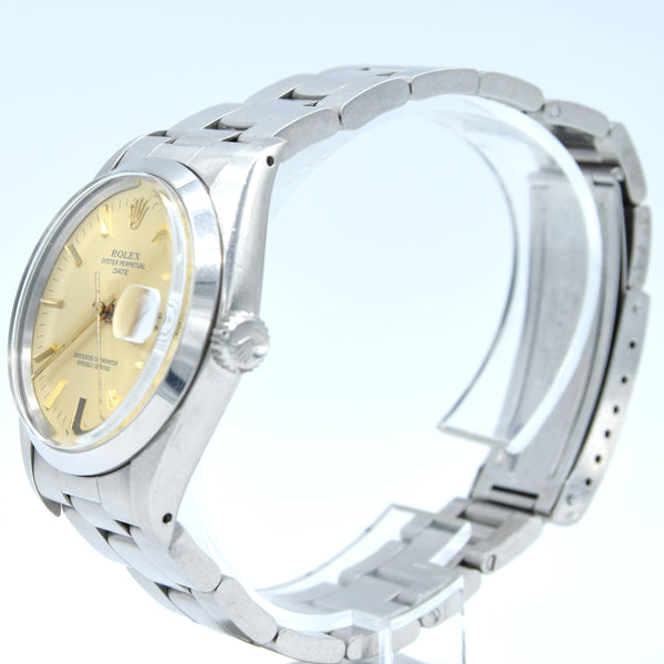 1978 Rolex Oyster Perpetual Date Model 1500 with mint Champagne dial in Stainless Steel on oyster Bracelet
